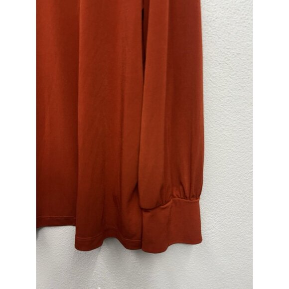 Susan Graver Womens Top Large Rust Orange Liquid Knit Office Work Basic - Picture 3 of 7